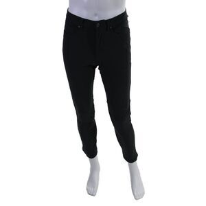 Designer Mens Zip Button Lined Tapered Dress Pants Charcoal Black Size S